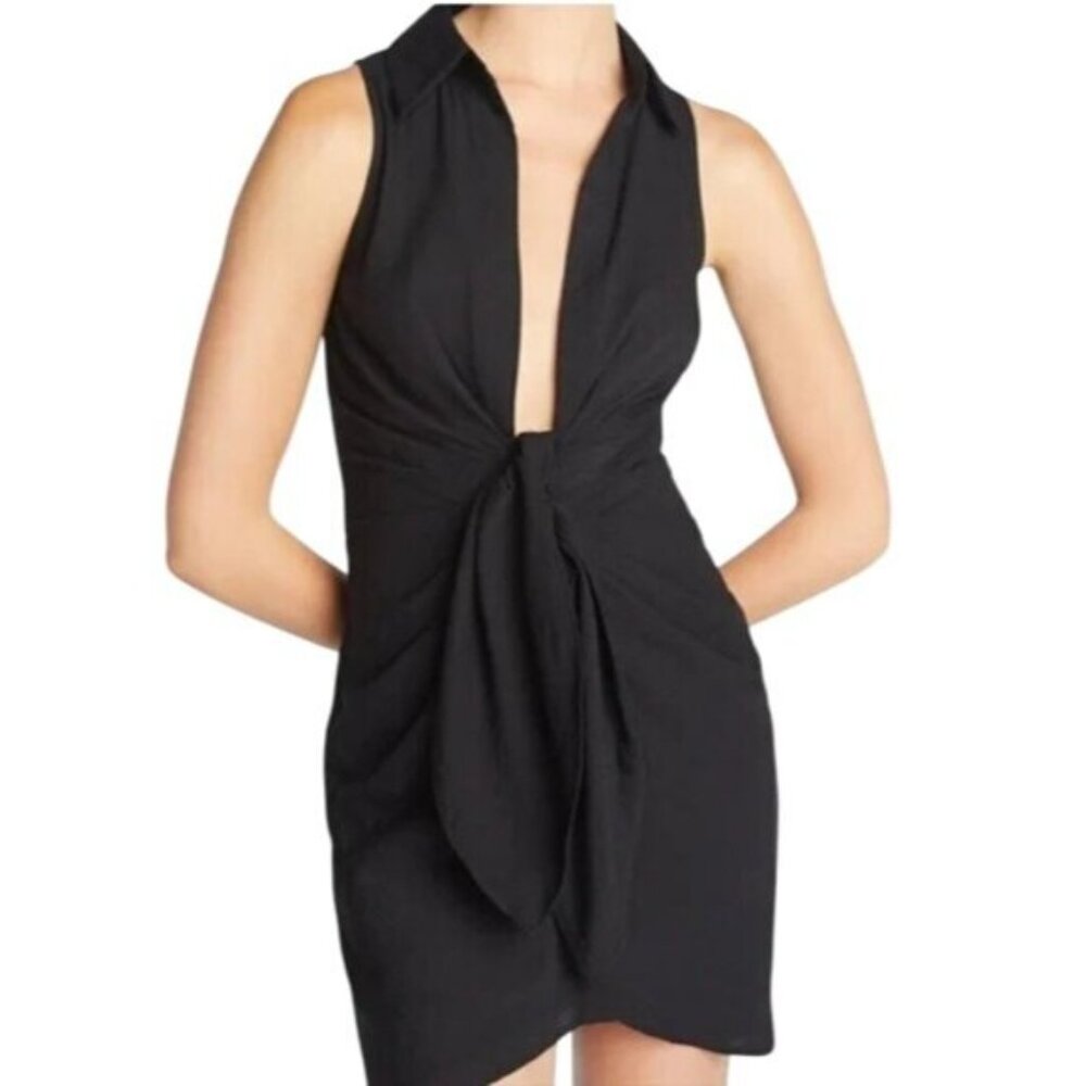 Crosby St Black Plunging Shirt Cocktail Dress by Choosy Sleeveless Size 4 NWT